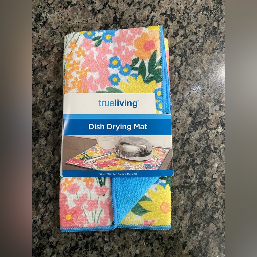 NWT Trueliving Floral Dish Drying Mat